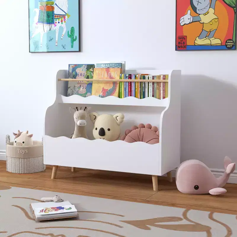 2-Tier Kids Bookshelf with Toy Storage Compartment, White