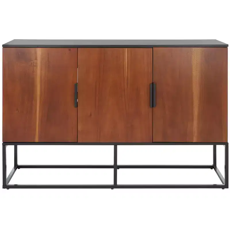 3 Door 2 Shelf Sideboard, Black/Brown