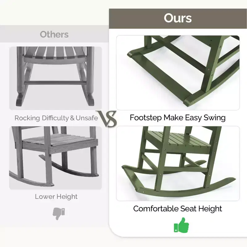 Karl Home | Solid Wood Patio Rocking Chairs with Footrest (Set of 2)