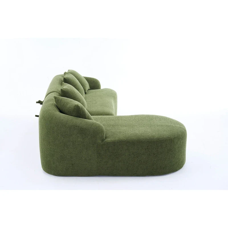 L-Shaped Chenille Sectional Sofa with Chaise and 4 Pillows