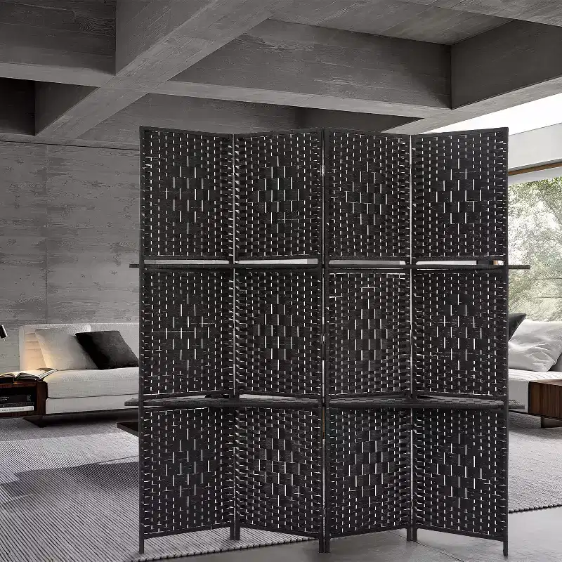 BestMassage 4/6 Panel Wooden Room Divider Folding Portable Partition Screen