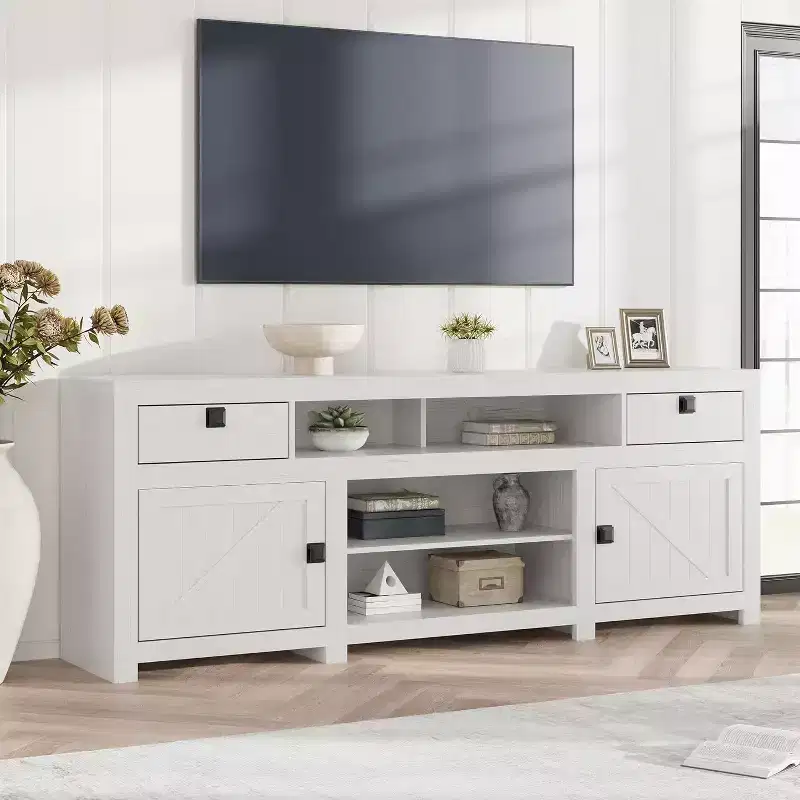 TV Stand for 75/80 Inch TVs, Entertainment Center with Drawers & Shelf, Television Consoles Stands