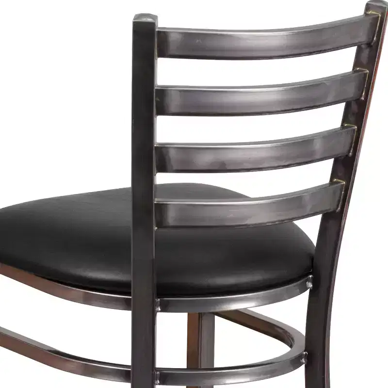 2 Pack Clear Coated Ladder Back Metal Restaurant Barstool