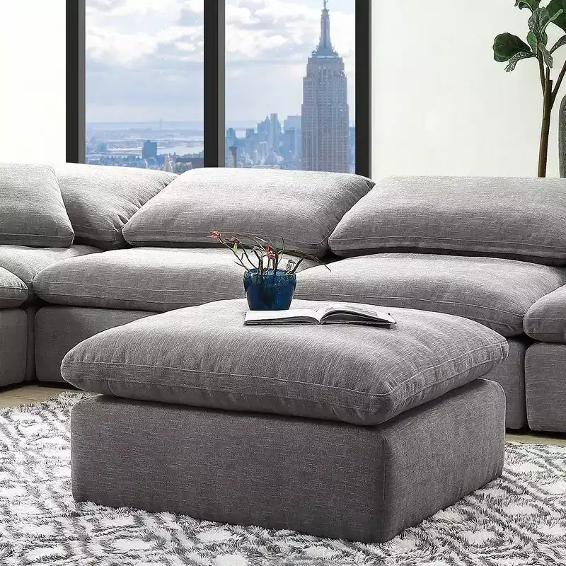 37 Naveen Ottoman and Bench Gray Linen - Acme Furniture