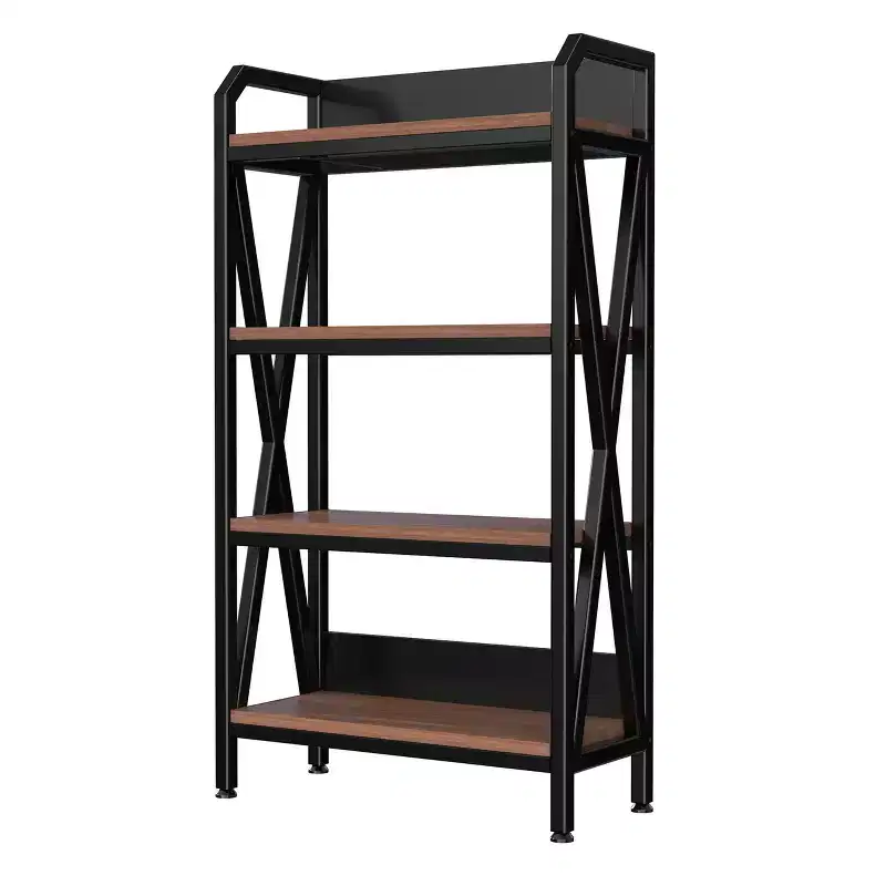 VIYET 56.3H 4-Level Bakers Rack, Metal & Wooden Kitchen Storage Shelf (Adjustable Multi-Scene Organizer for Garage/Pantry/Bathroom)