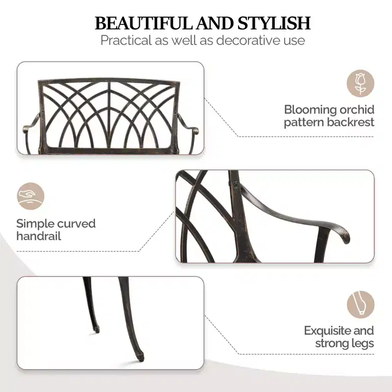 Karl Home | 38-Inch Aluminum Garden Bench