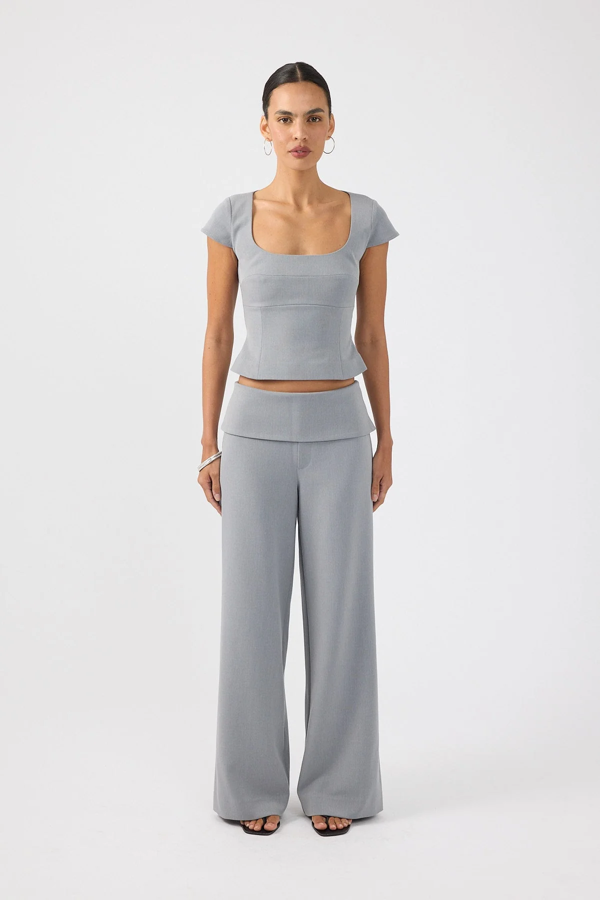 Fold Over Pant Grey