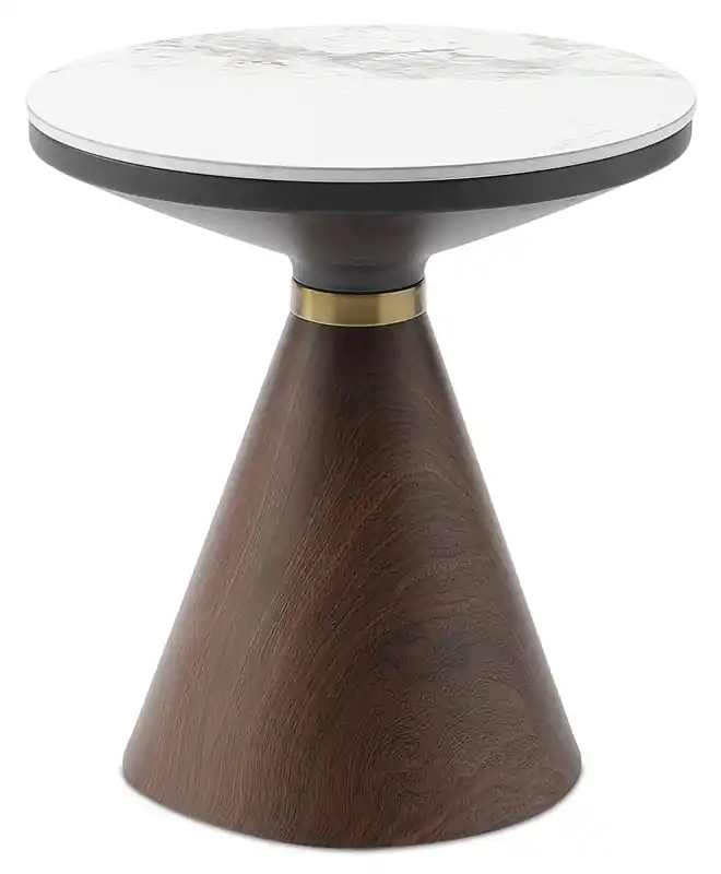 19.5  Round End Table with White Sintered Stone Top
