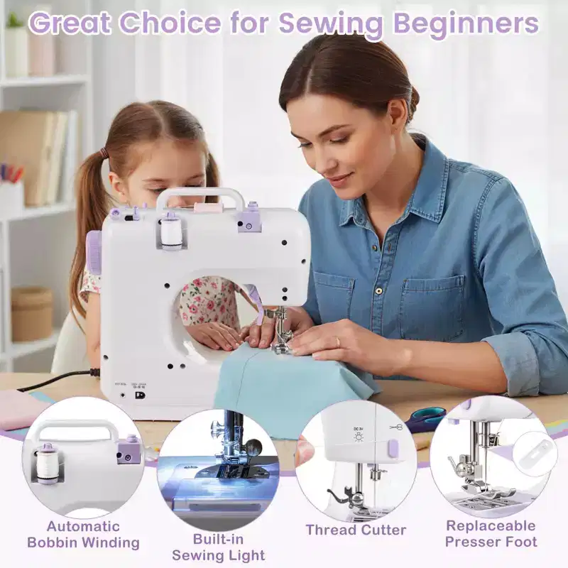 Sewing Machine for Beginners Mini Sewing Machine with 12 Built-in Stitches & Light