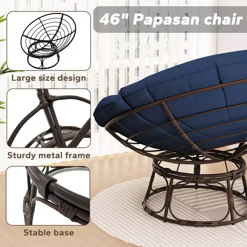 Papasan Patio Chair with Cushions