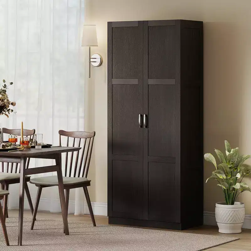 HOMCOM 71 Tall Kitchen Pantry Cabinet with Soft-Close Hinges, Farmhouse Freestanding Pantry Storage Cabinet with Adjustable Shelves