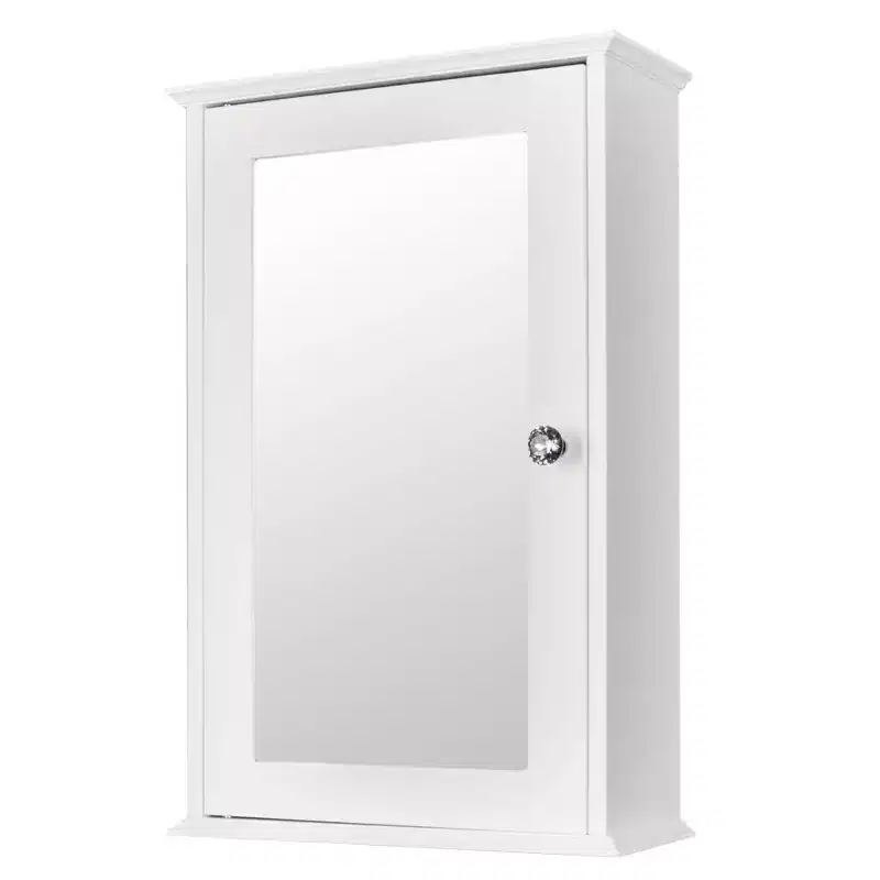 Karl Home Single Door Mirror Indoor Bathroom Wall Mounted Cabinet Shelf White