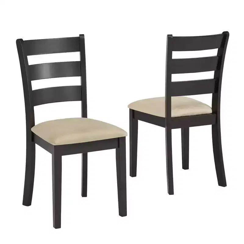Kensington Black Wood Beige Microfiber Ladder Back Dining Chairs (Set of 2) - Black/Beige - iNSPIREQ