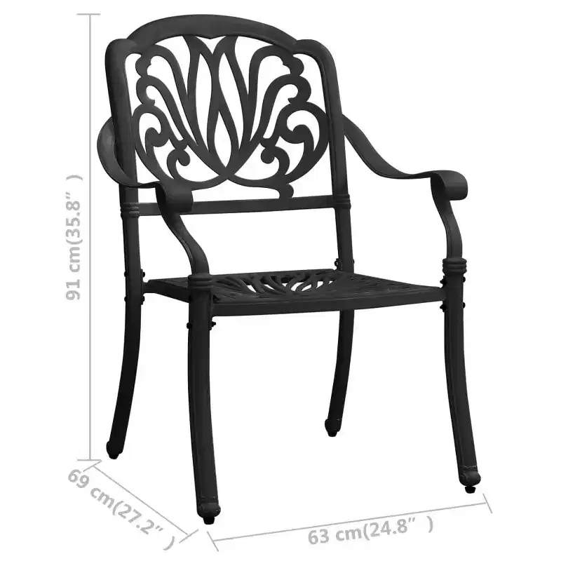 vidaXL Garden Chair Set of 2 Bronze Cast Aluminum Standard Tough