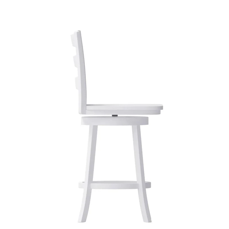Ladderback Wooden Swivel Counter Stool with Footrest