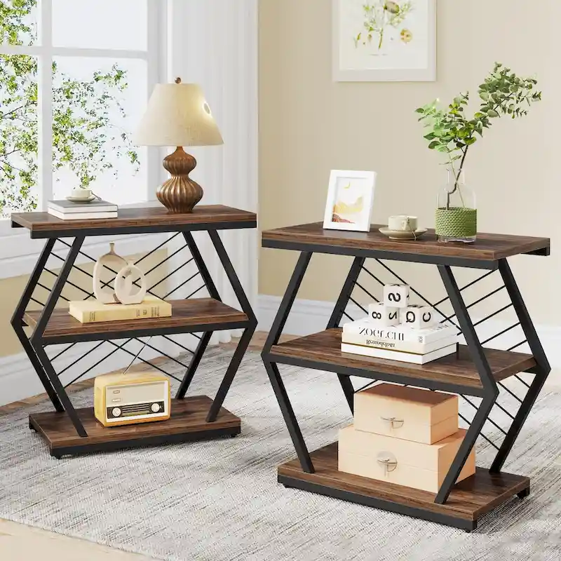 3-Tier Side Table with Metal Frame