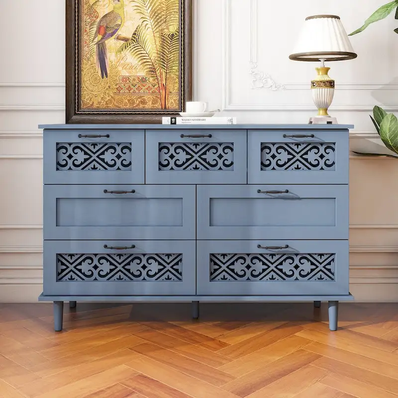 7 Drawer Cabinet,With Black Metal Handle