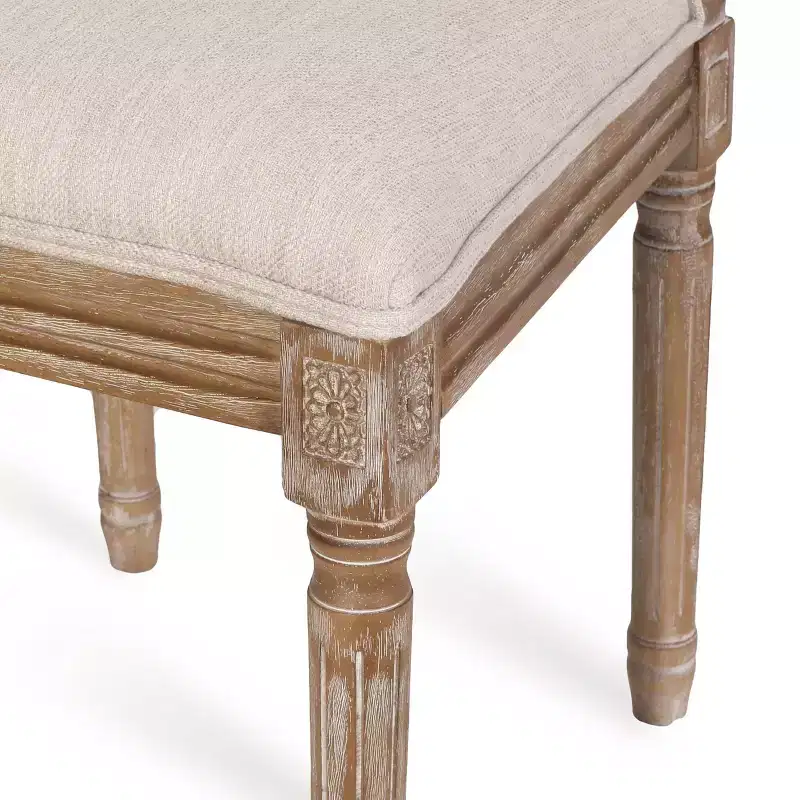 of 4 French Country Wood and Cane Upholstered Dining Chairs
