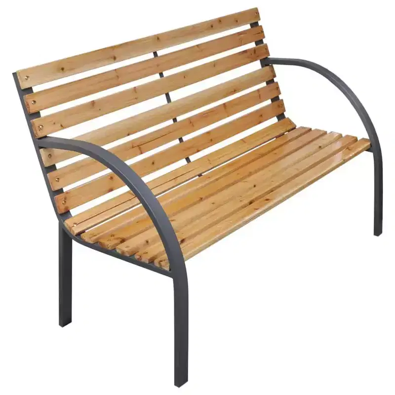 vidaXL Solid Wood Fir Patio Bench 44.1 - Industrial Style Outdoor Seating - Durable, Comfortable and Safe - Perfect for Garden/Patio/Lawn