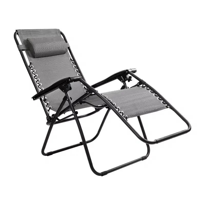 Merrick Lane Set of 2 Folding Mesh Upholstered Zero Gravity Chair with Removable Pillow and Cupholder Tray