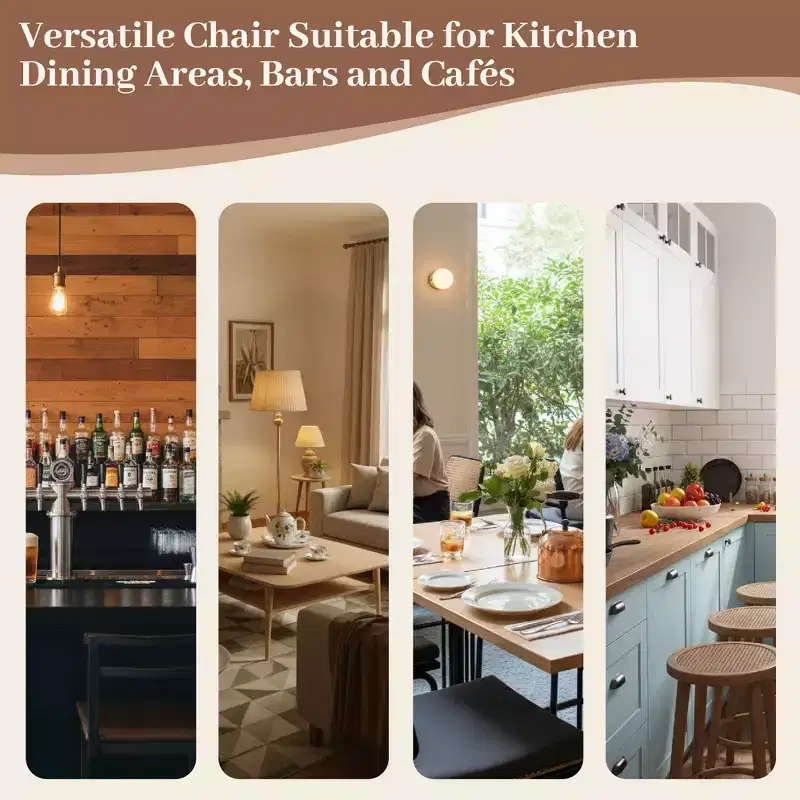 Soft Fabric Dining Chair with Sweeping Backrest & Wood-Look Legs, Kitchen Side Chair with Integrated Footrest