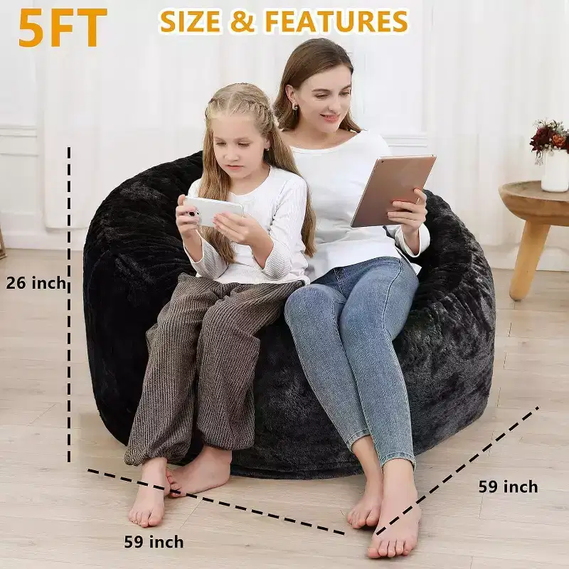 300gsm 100% Polyester PV Fleece Lazy Sofa Cover Black 150x65cm Home Decor
