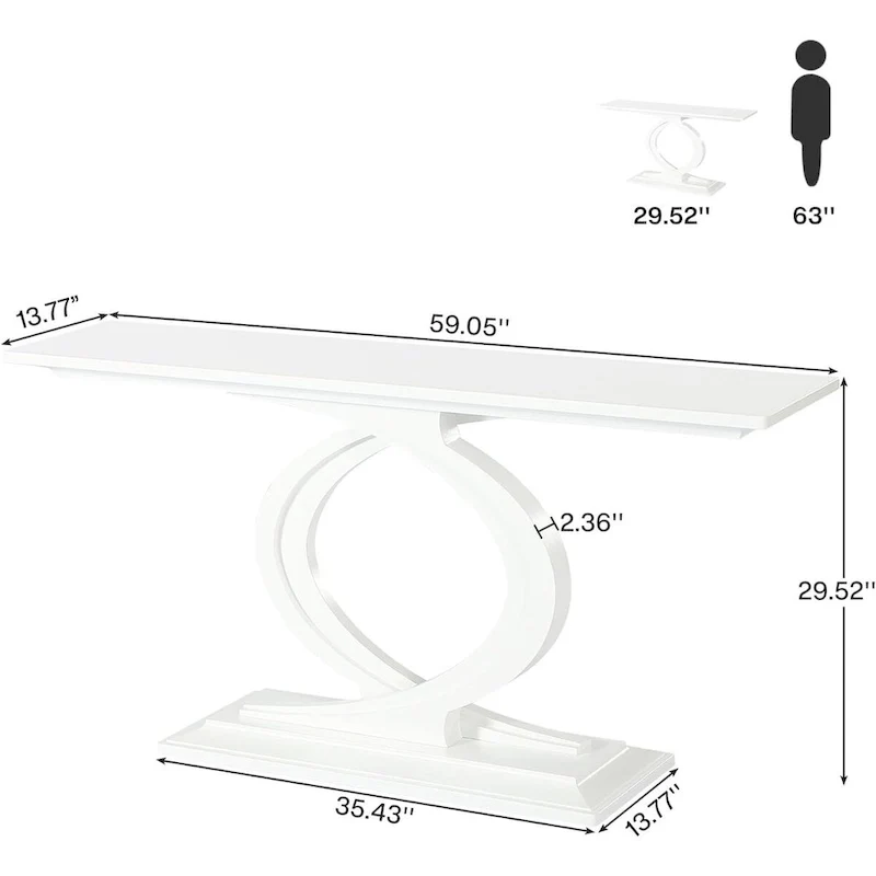 White Farmhouse Console Table for Living Room