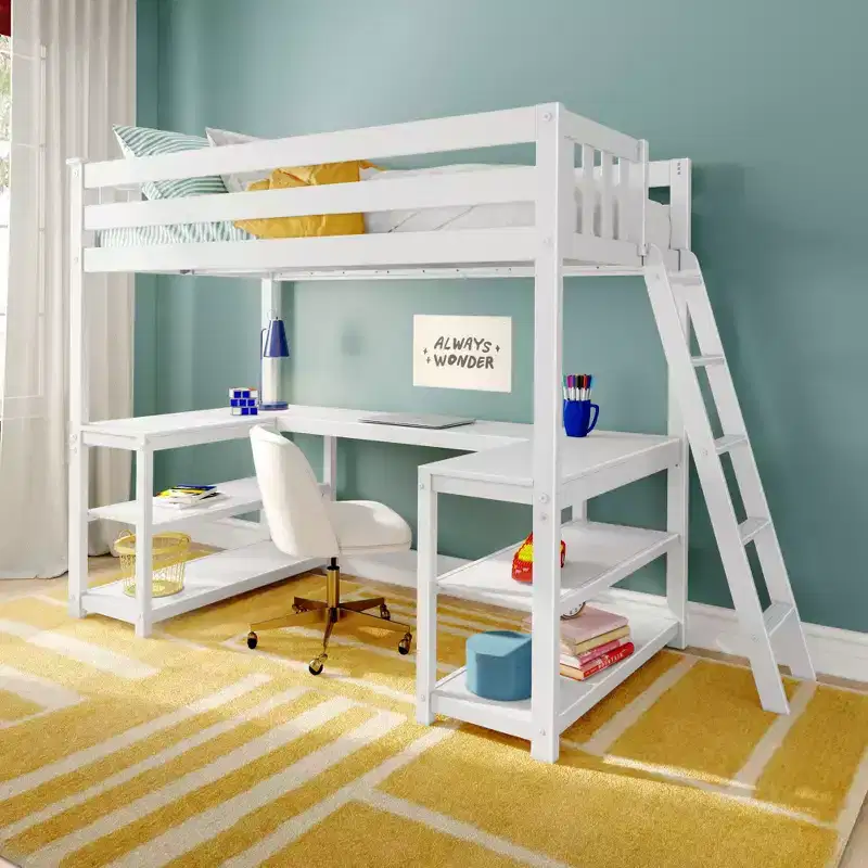 Classic Twin High Loft (ladder on end) + Wraparound Desk