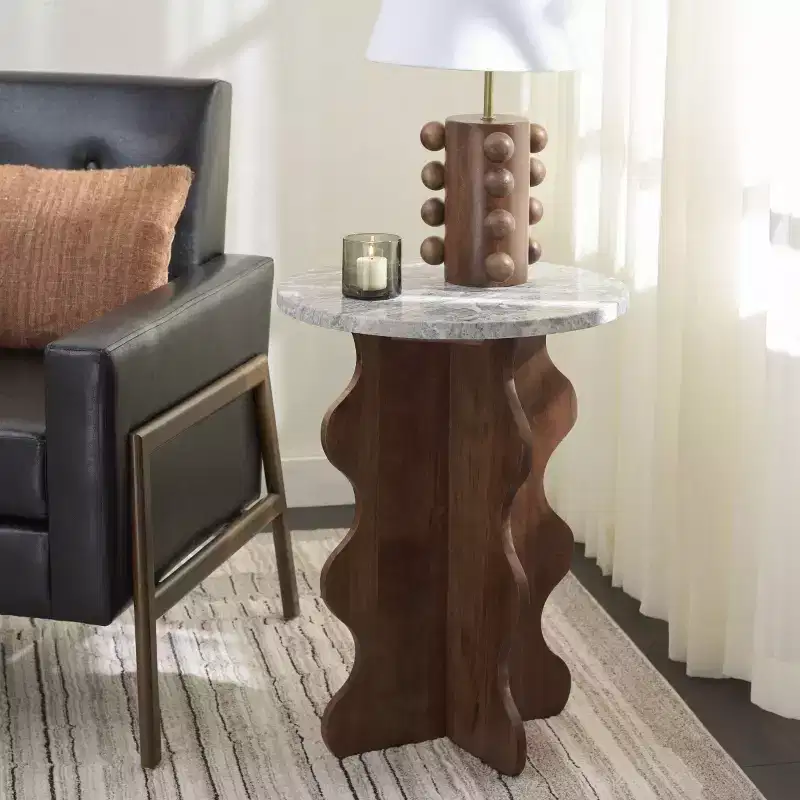 Galih Marble Side Table - ACC3754 - Grey/Brown - Safavieh