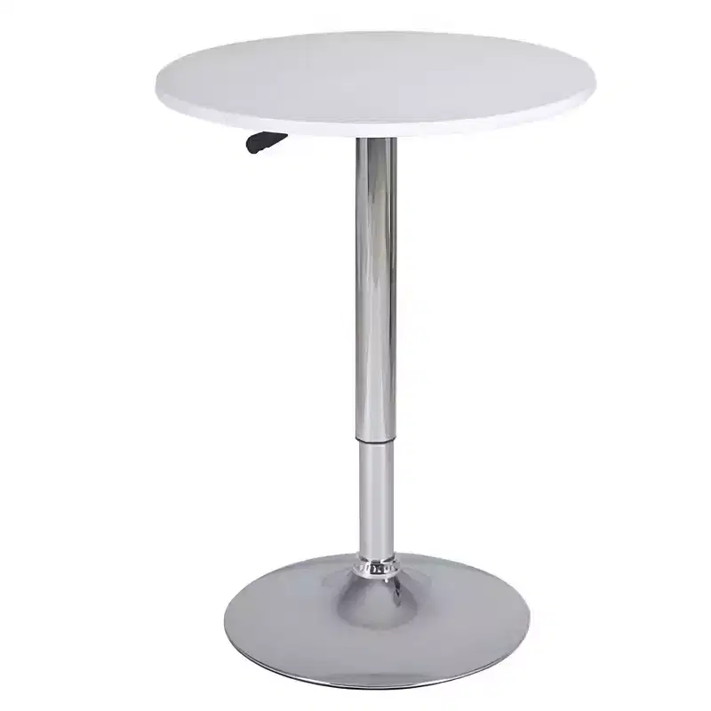 HomeRoots 24 White and Silver Rounded Wood and Iron Bar Table