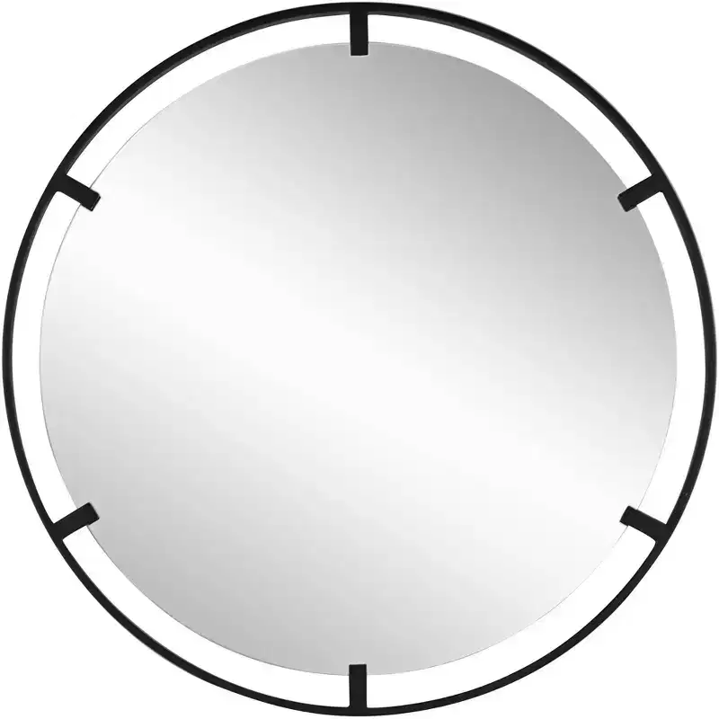 Uttermost Starbird Round Vanity Decorative Wall Mirror Modern Black Metal Openwork Framed 30 Wide for Bathroom Bedroom Living Room Home Office House