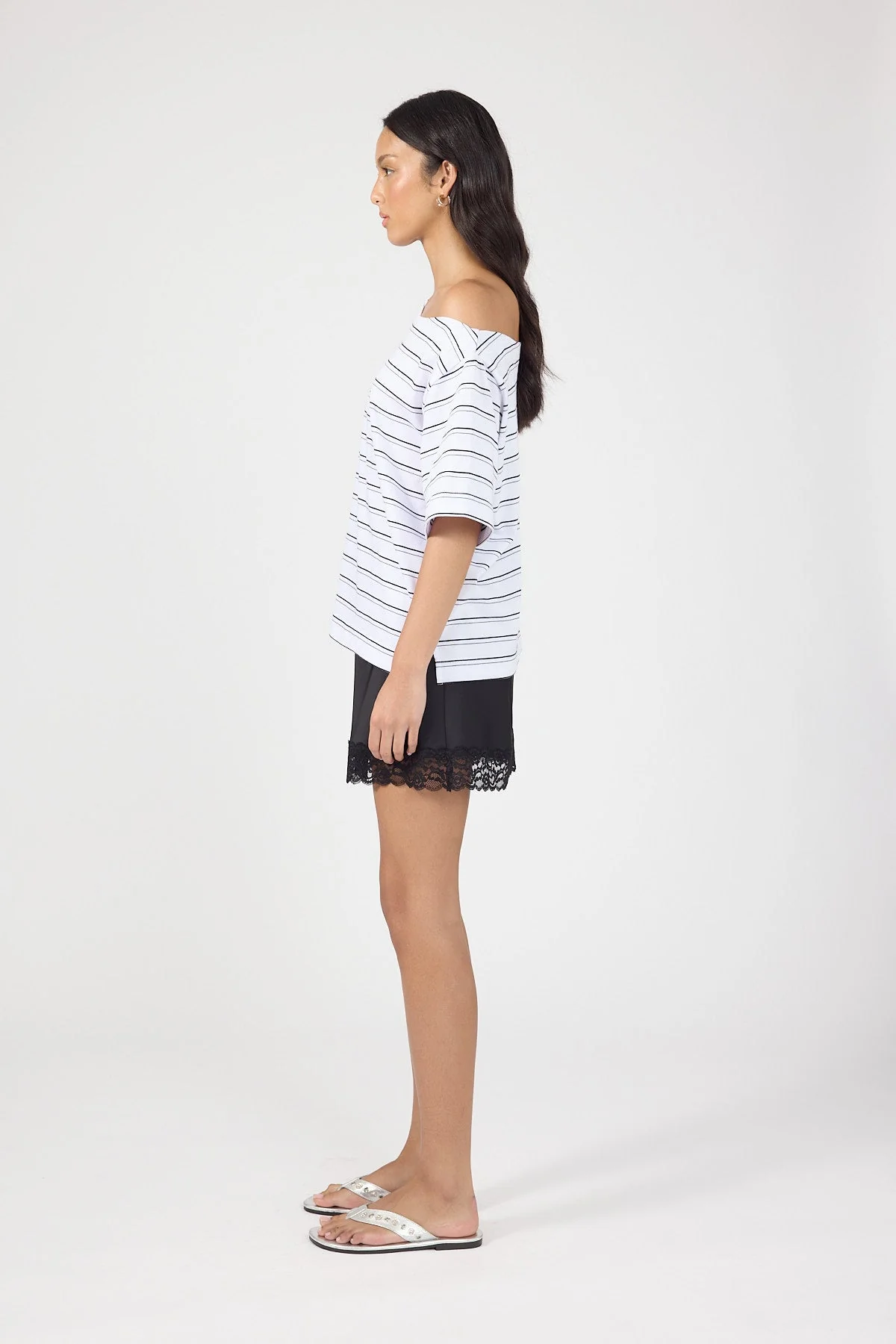 High Rise Lace Mini Skirt Black