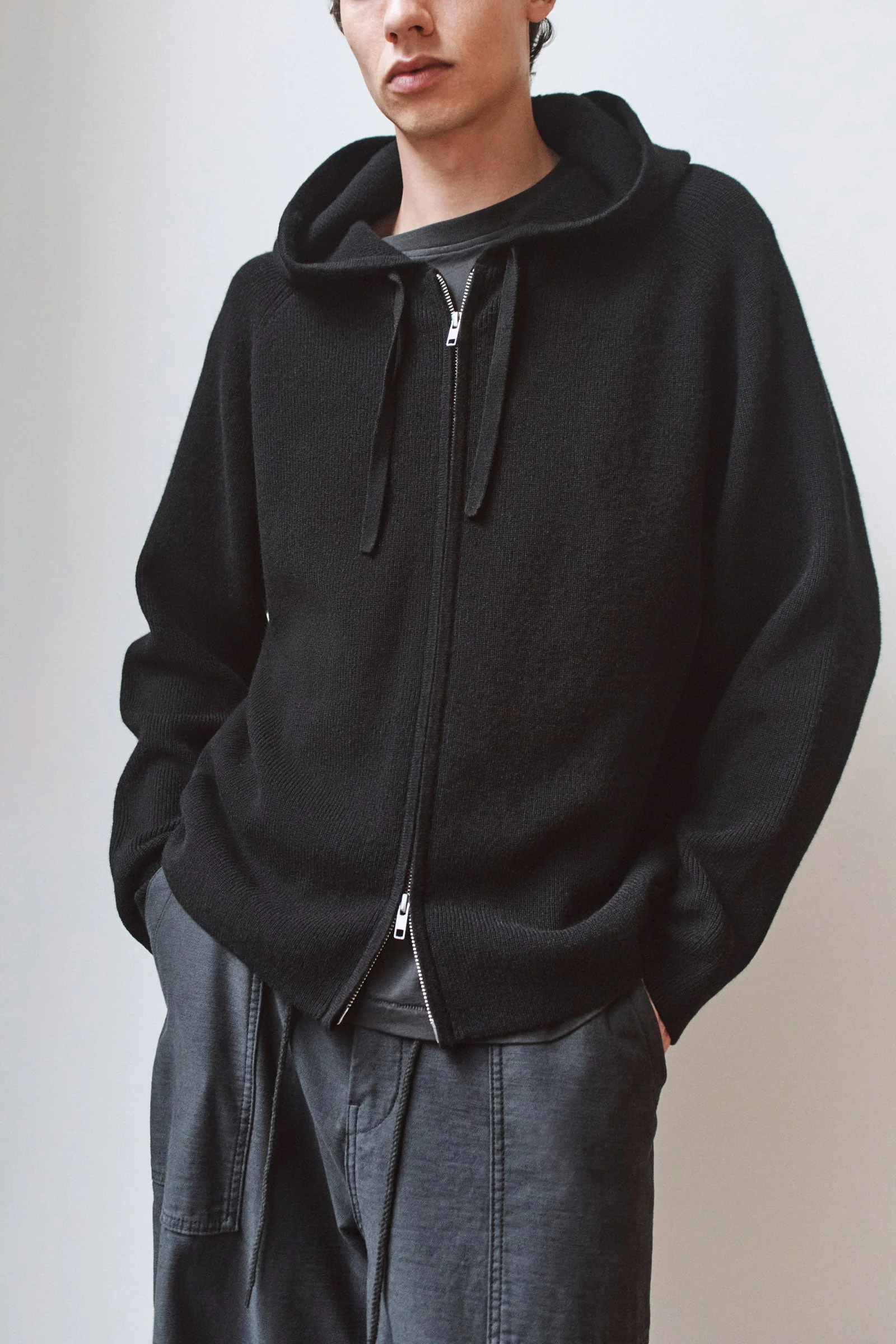Merino Cashmere Knit Zip Hoodie