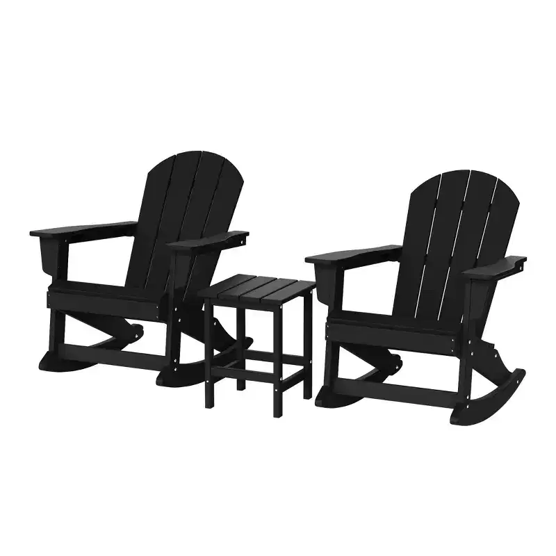 WestinTrends 3 Piece set Outdoor Patio Poly Adirondack rocking chairs with side table