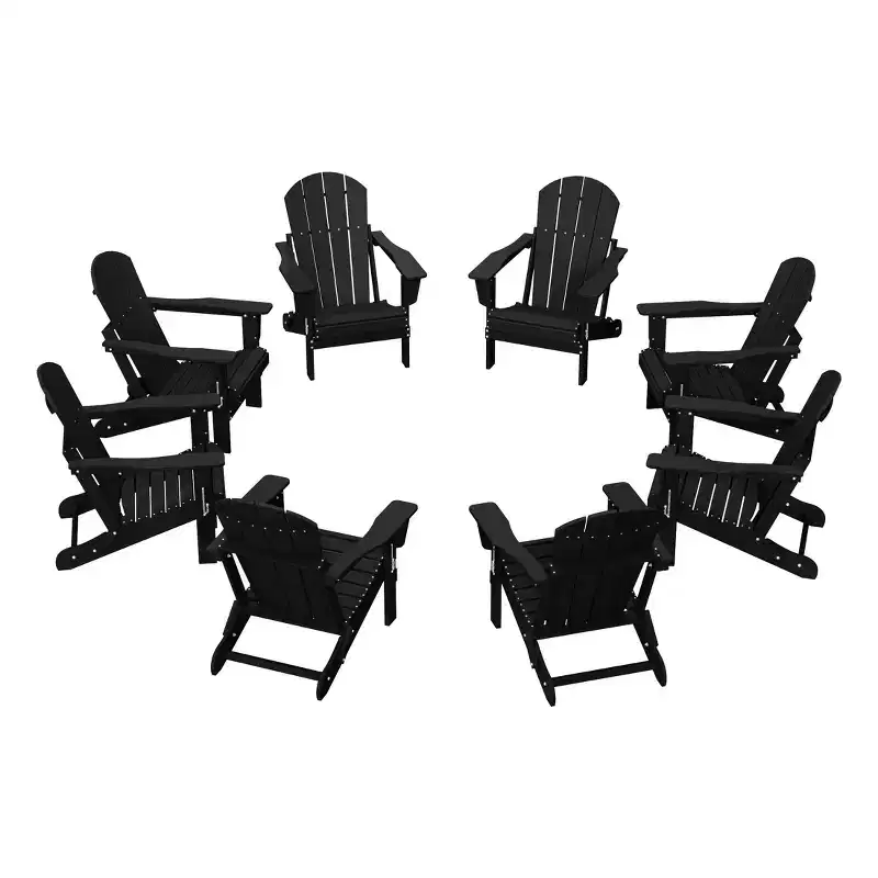 WestinTrends Malibu HDPE Outdoor Folding Poly Adirondack Chair (Set of 8)