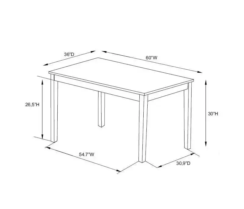 Transitional Dining Table White Solid Acacia Seats 6
