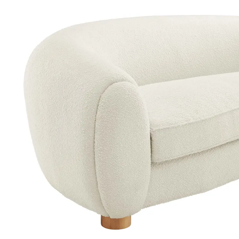 Contemporary Boucle Upholstered Sofa with Dense Foam and Beech Wood Legs