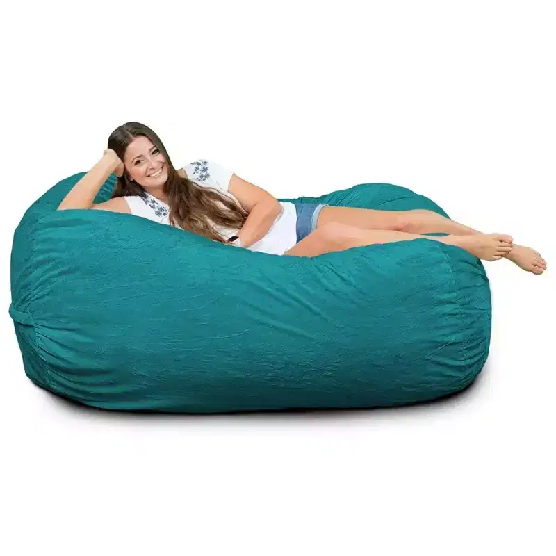 Lounger Bean Bag Chair Oversized Indoor Comfy Loveseat, Teal Suede