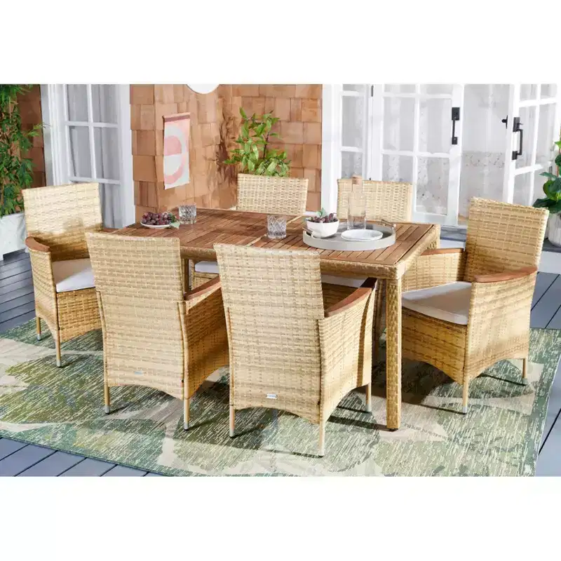 Ashwin Dining Set - Indoor/Outdoor - PAT7717 - Natural/White - Safavieh