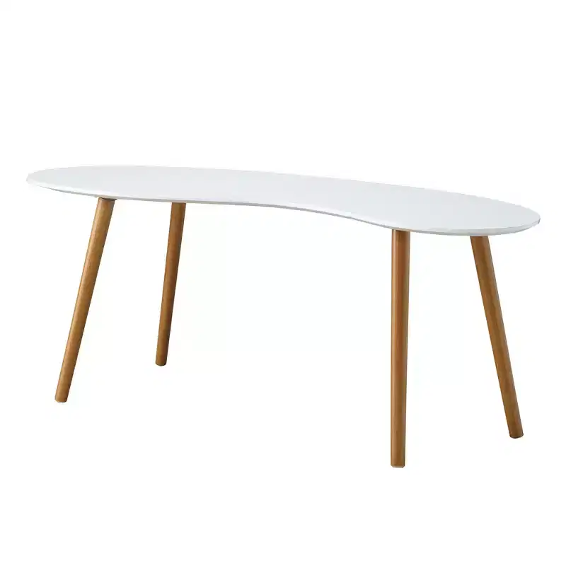 Oslo Bean Shaped Coffee Table White/Bamboo - Breighton Home