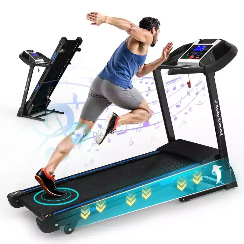 Whisen Electric Foldable Treadmill, 3.5HP Workout Running Machine Walking with Automatic Incline - Black