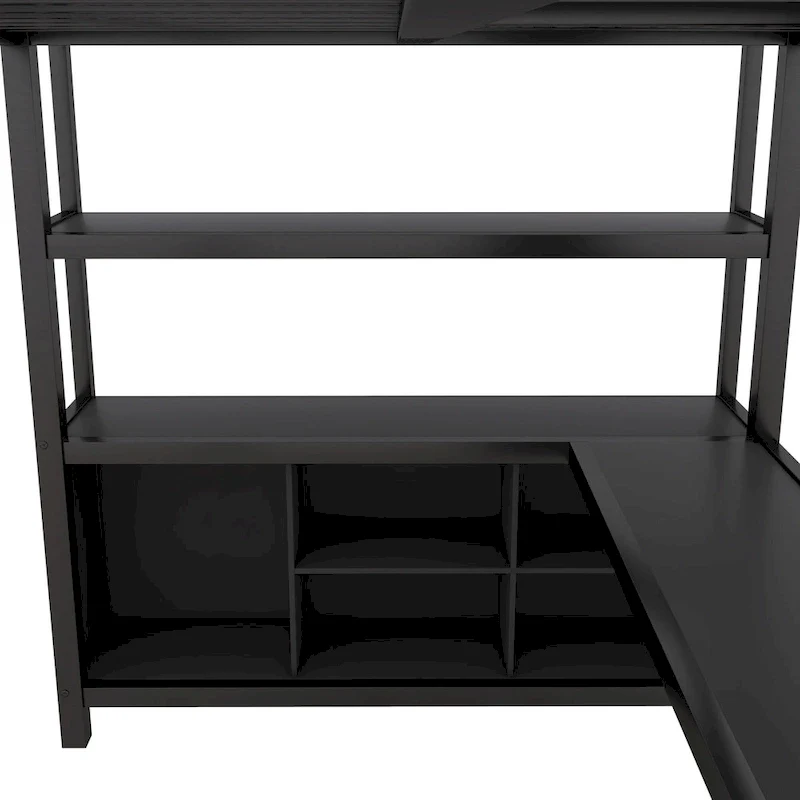 Metal Loft Bed with Wardrobe And L-shaped Desk