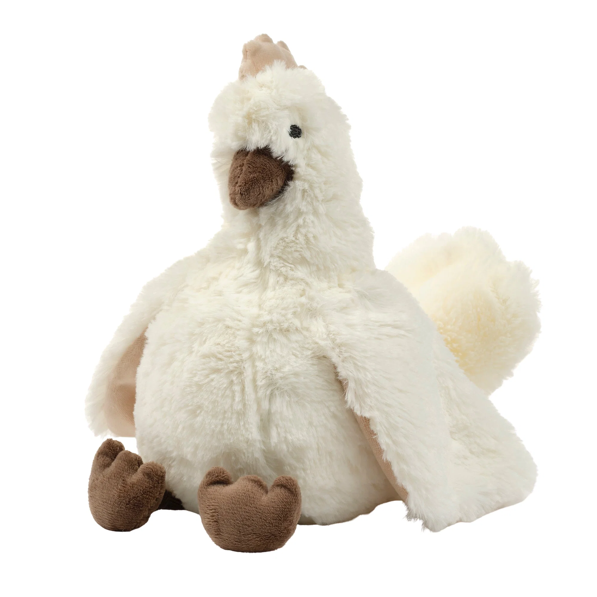 White Faux Fur Chicken Plush