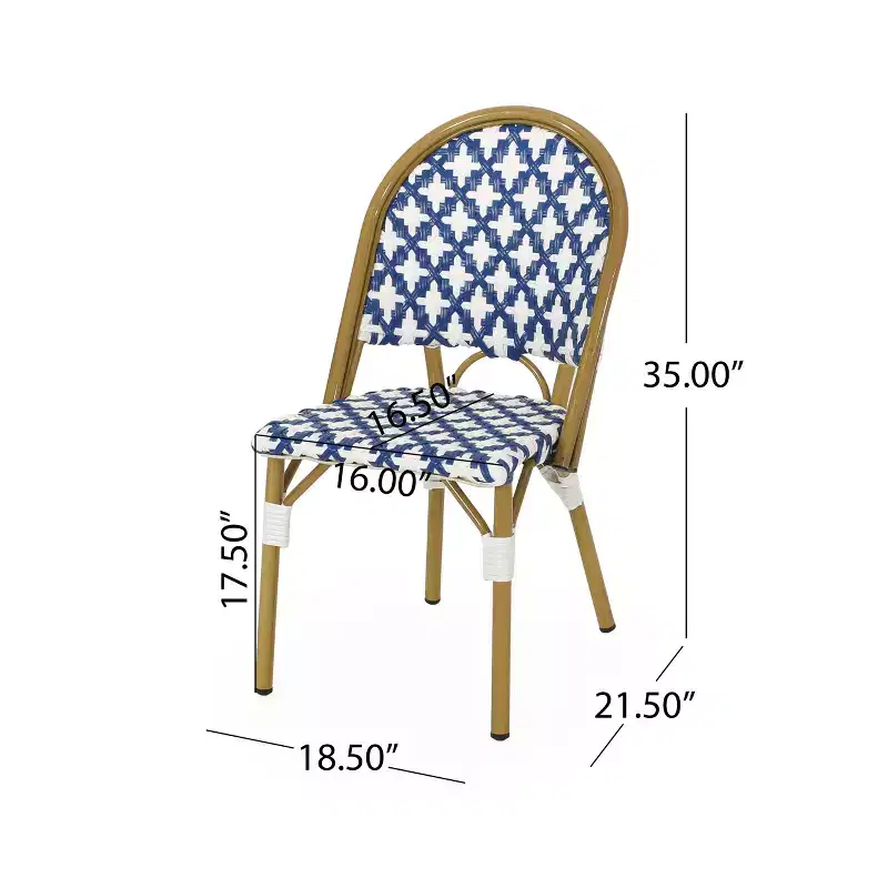 Christopher Knight Home Baron Bistro Chairs with Woven Rattan and Aluminum Frame (Set of 4)
