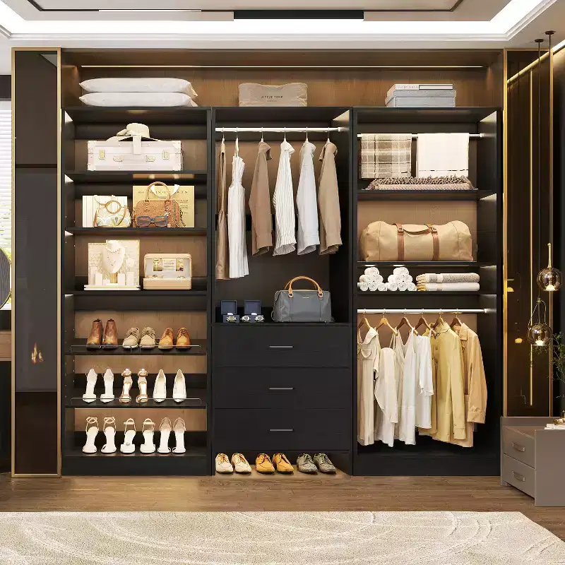 Closet System with Drawers and Shoe Racks