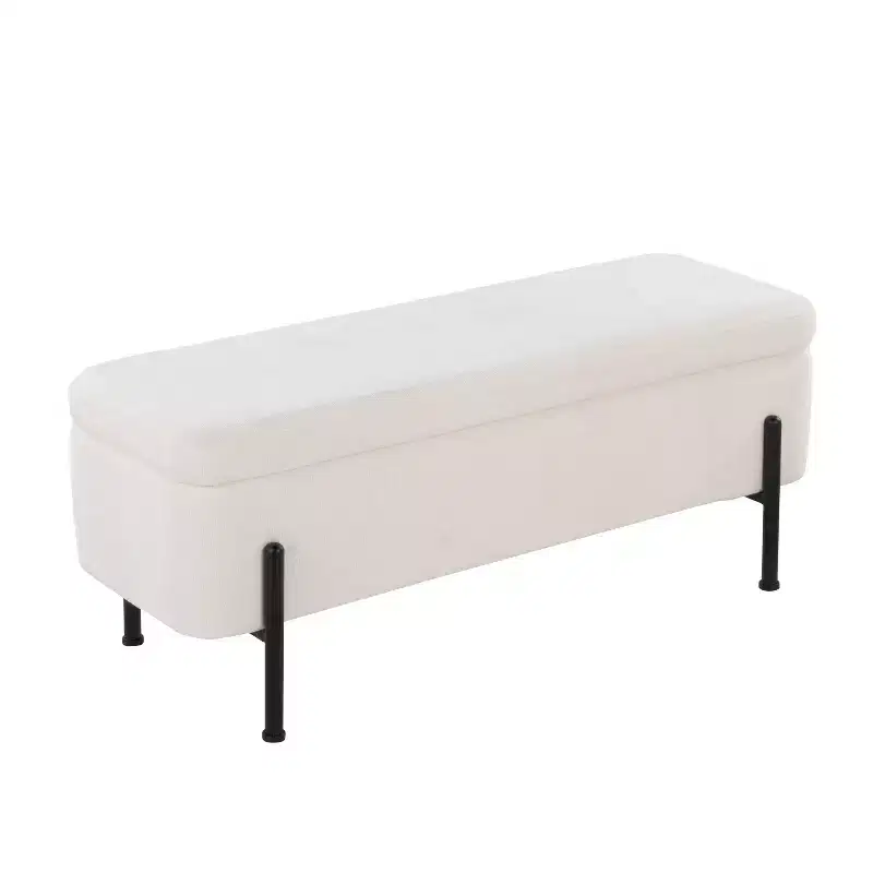 LumiSource Daniella Bench Black Metal/Cream Fabric