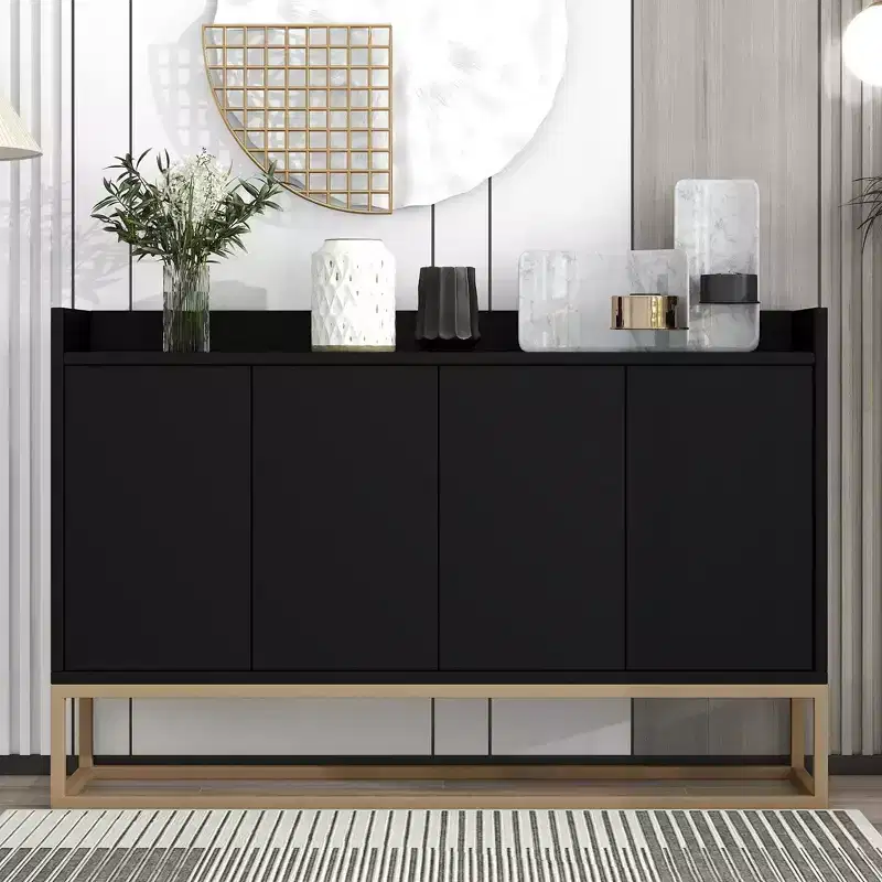 Elegant 4-Door Sideboard Cabinet with 4 Adjustable Shelves