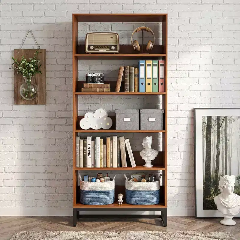 MAYEERTY 5-Tier Tall Bookshelf with APP-Controlled LED Lights, 70.87H Deep Wooden Library Bookcase