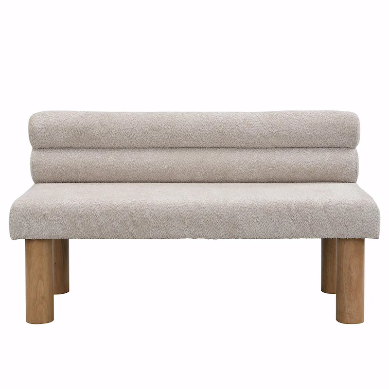 Upholstered Dining Bench with Solid Wood Legs