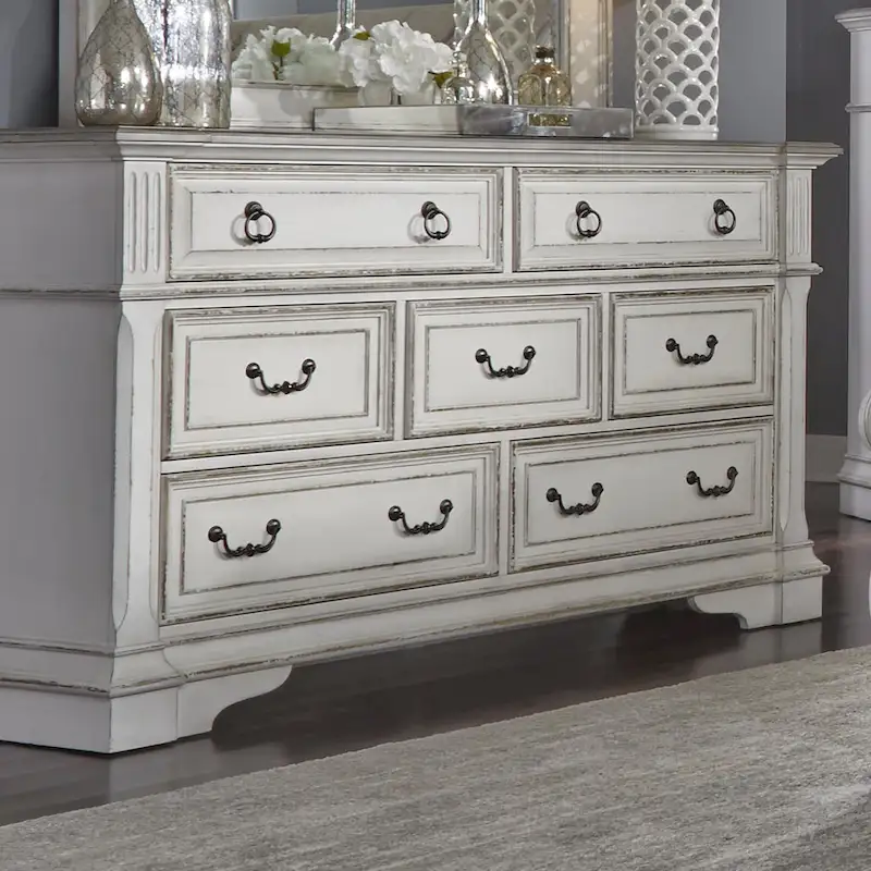 The Gray Barn Abbey Park Weathered Brown & Antique White Dresser & Mirror